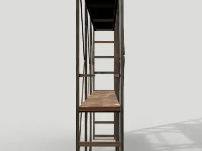 Scaffolding 01 from wood Low-poly 3D model