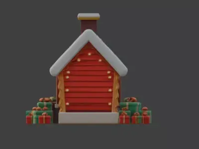 Cartoon Christmas Gingerbread House 3D Model Low-poly 3D model