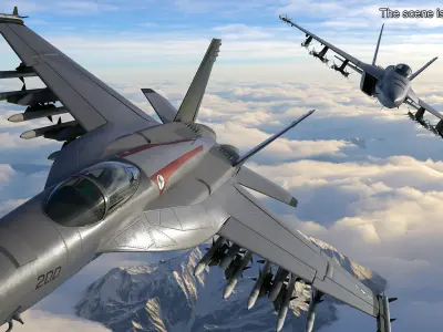  Fighter FA 18E Tophatters Rigged for Cinema 4D 