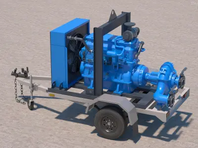  Diesel Engine Transfer Pump Trailer 