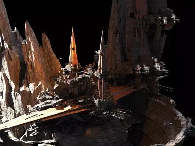 Sci fi Core Magma Mining Colony 3D model