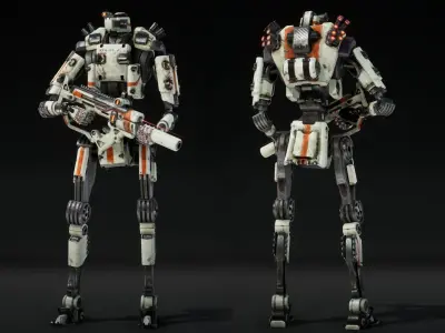 Etasphera85 robot holding gun Low-poly 3D model