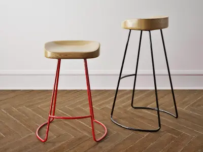 SmartandSleek wood and metal bar stools 3D model