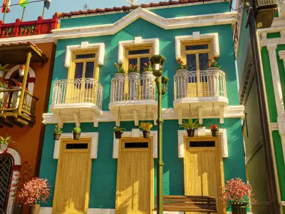 SOUTH AMERICAN BUILDING 008 Low-poly 3D model