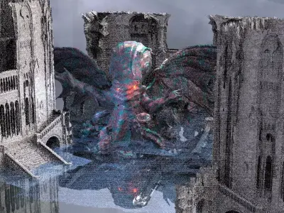 Cthulhu Cult halls With Cthulhu Monster 3D model