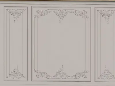 French Plaster Molding Accent Wall 3D model