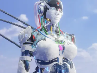 Futuristic Female Robot  3D model