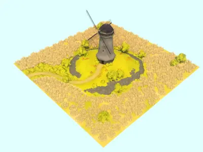 Windmill - Hand Painted Low-poly 3D model