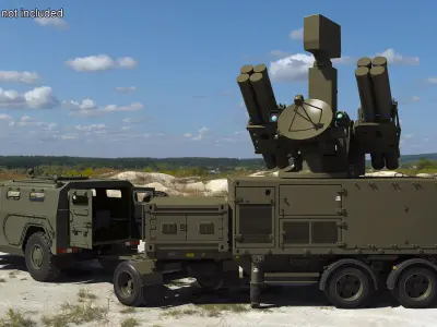  Military Truck with Missile System Crotale NG Rigged for Cinema 4D 