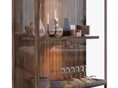 Shelf 3D model two display cases with glass doors 3D model