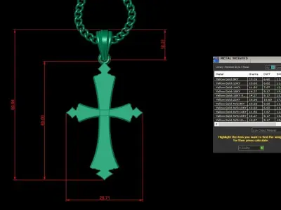 Light Gold 18K Cross Pendant 1CP010 3D print model