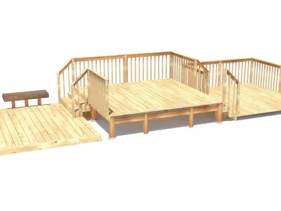 Three Level Deck for Houses Low-poly 3D model
