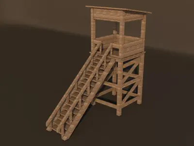 Wooden Tower Low-poly 3D model