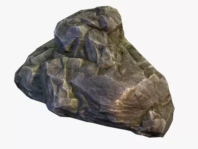 Mossy Boulder 5 Low-poly 3D model