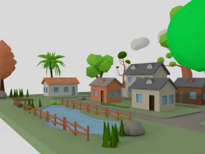  Cartoon Town 3D model