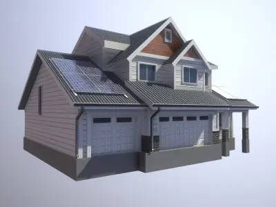 Modern Suburban House Collection Low-poly 3D model