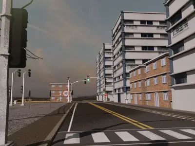 Modular Streets Low-poly 3D model