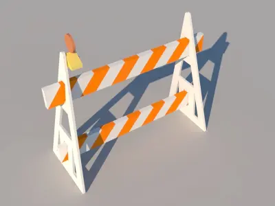 Road stop - Barrier Low-poly 3D model