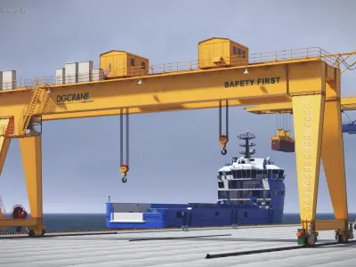  DGCRANE Heavy Duty Double Girder Gantry Crane Yellow Rigged 