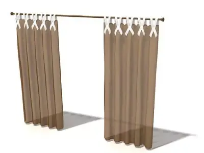 Tabbed Sheer Curtains 3D model