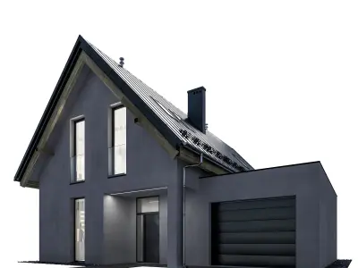 Modern house 14 at night 3D model