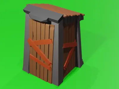 3d  Barn or rural toilet low poly game ready Low-poly 3D model