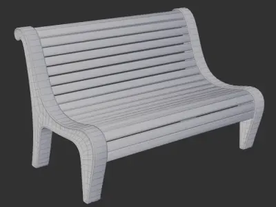 Outdoor bench Low-poly 3D model buy