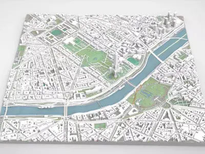 Cityscape Paris France fragment city 3D model