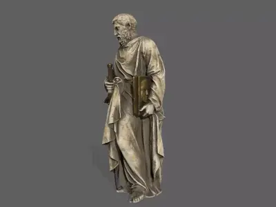 Old Man Statue Low-poly 3D model 13
