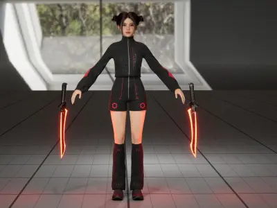 High Quality 3D Female Model Ready for Your Game  UE55 Low-poly 3D model