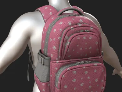Backpack Color 3d bag baggage pockets  Low-poly 3D model