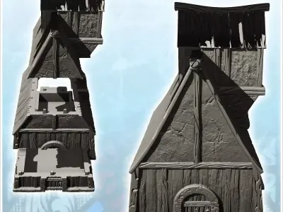 Long building with second floor and chimney at the end 18 - Medi 3D print model