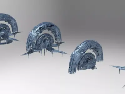 Genma tech base temple exterior 4 designs 3D model
