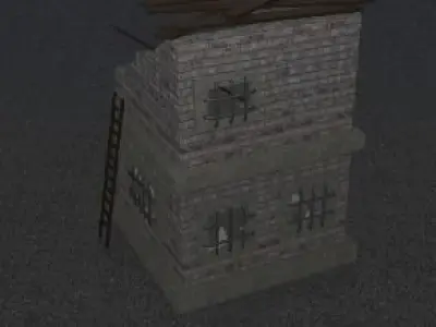 Broken building 3D Low-Poly Model Low-poly 3D model