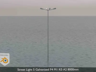 Street Light 5 Galvanized F4 M1 K0 A2 8000mm Low-poly 3D model