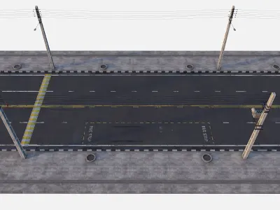 Realistic Street with electric post  3D model
