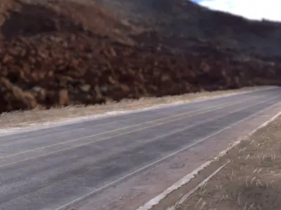 Realistic desert road - complete scene 3D model