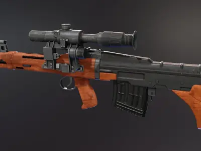 TKB 0145 Adov Prototype Rifle Low-poly 3D model