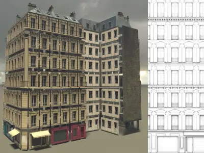 Building Corner Chic modular Low-poly 3D model