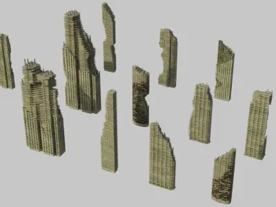 Ruined City Destroyed Cityscape 2 3D model