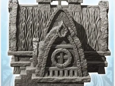Medieval thatched house with raised door and access stairs 5 - M 3D print model