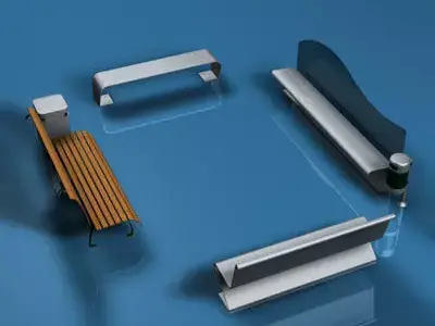 Park benches collection 3D model