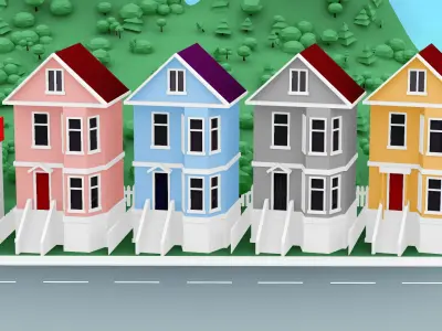 City cartoon style 3D model