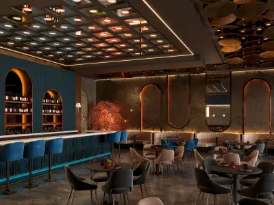 Restaurant Cafe Bar Pub Scene Render Ready  3D model