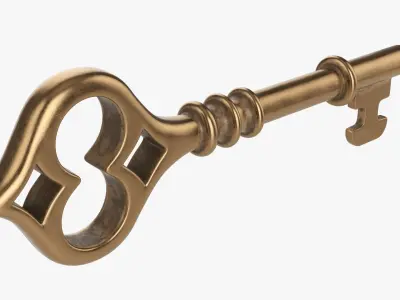 Antique brass key 3D model