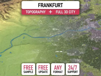 Frankfurt - Topography Terrain 3D City 3D Model Pack