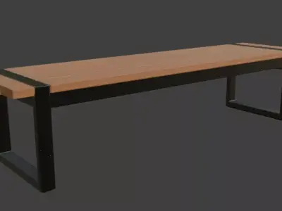 Wooden Park Bench 3D Model 3D model