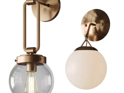 Hooked Globe And Coastal Cottage Rope Globe Sconce 3D model