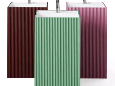 Cube Corian floor-standing sink ribbed by Boheme 3D model