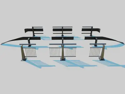 Street Barriers Pack 3D model